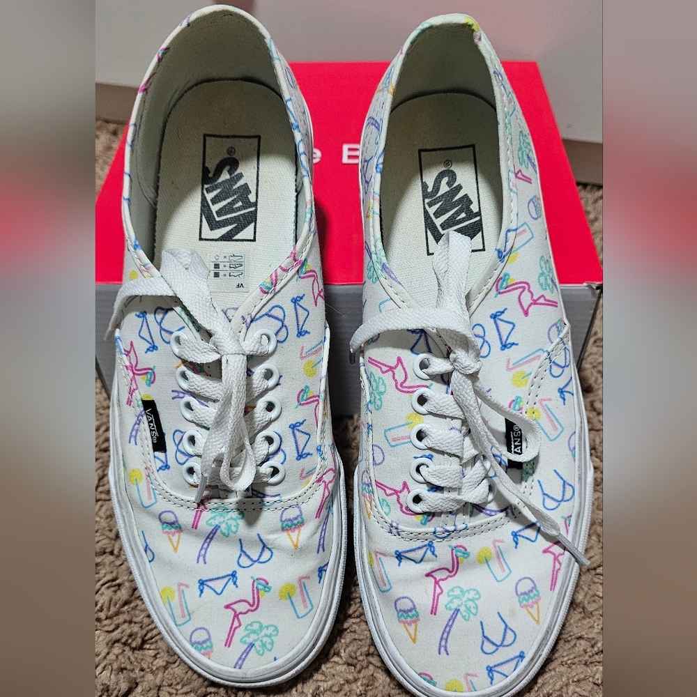 Vans White Sneakers with Colorful Print